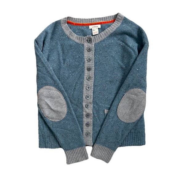 Sundance Women’s 100% Merino Wool Sweater Blue Gray Woven Button Front Size S - Picture 4 of 6